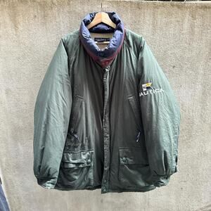 Nautica Jacket Vintage 90s Puffer Long Sleeve Green Navy Red Size XL